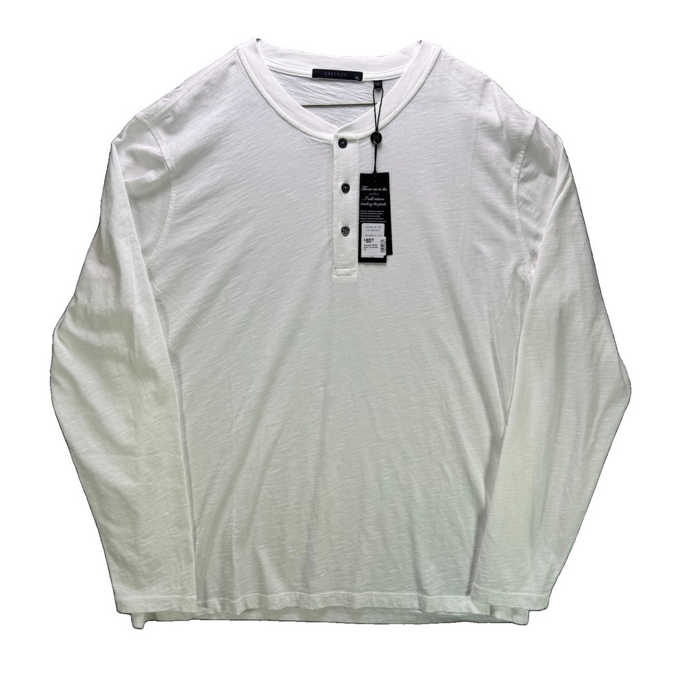 Greyson Henley Shirt Mens XL White Arctic Golf Long Sleeve Cotton Casual NWT